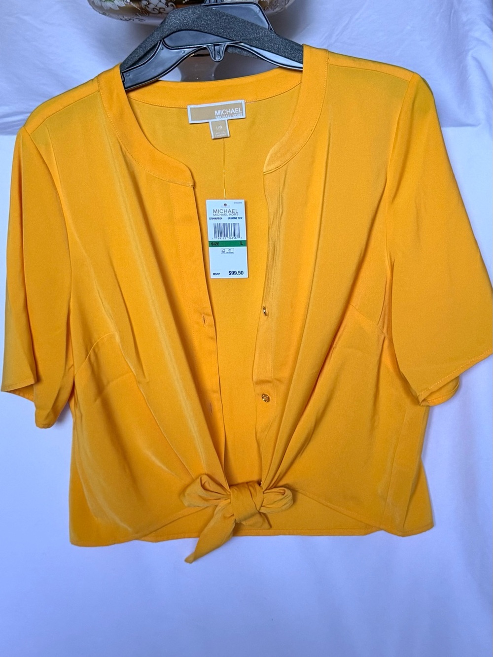 Michael Kors JASMINE YLW Tie-Front Crop Top